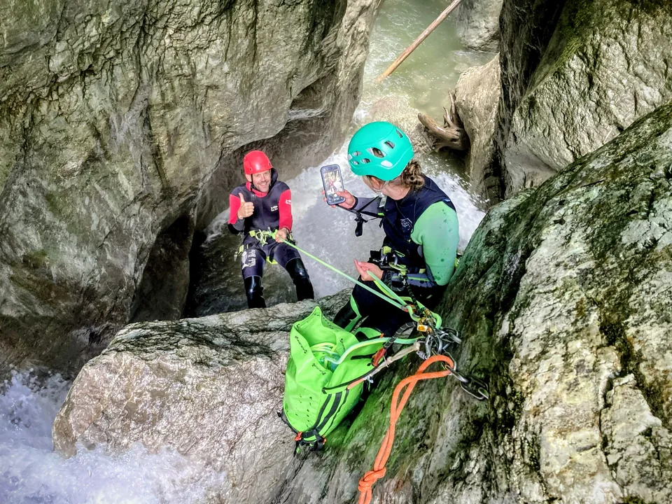 Fotos von einer Canyoning-Gruppe